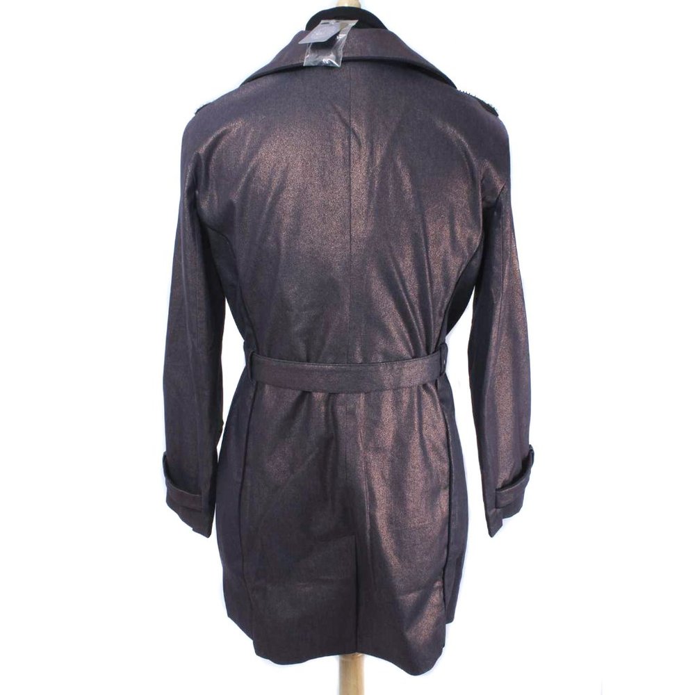 SHARIF Metallic Embellished Belted Trench Coat NWT - Picture 3 of 9